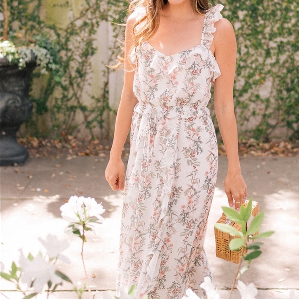 Gal Meets Glam Isabella Cross Back Ruffle Maxi